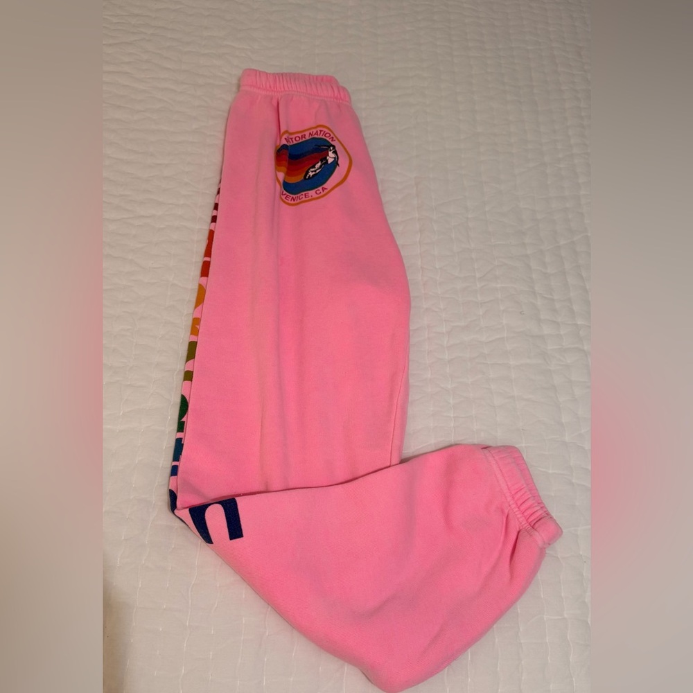 Aviator Nation Pink Sweatpants with logo down side